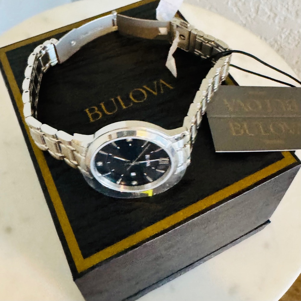 Bulova Women's Classic Stainless Steel Black Diamond Accent Women's Watch, NWT - Picture 8 of 17
